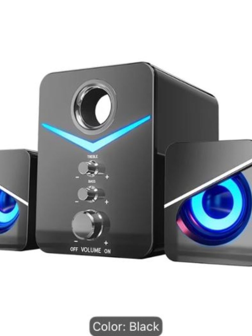 NEW- 3PC 3 in 1 Surround Sound Computer Speakers with Subwoofer, LED Light - Picture 8 of 8